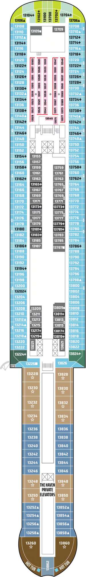 Deck plan for Norwegian Bella